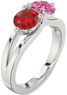 Platinum Round Two Stone Promise Ring