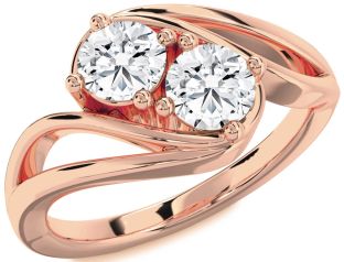 Diamond Rose Gold Round Two Stone Ring