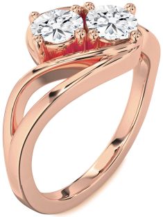 Diamond Rose Gold Round Two Stone Ring
