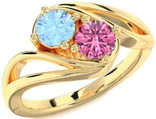 Gold Silver Round Two Stone Promise Ring