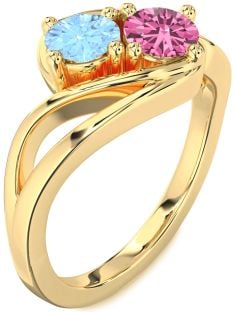 Gold Round Two Stone Promise Ring