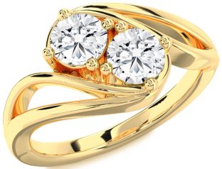 Diamond Gold Round Two Stone Ring