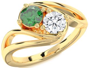 Gold Round Two Stone Promise Ring