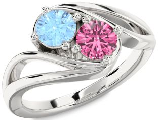 Silver Round Two Stone Promise Ring