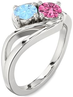 Platinum Round Two Stone Promise Ring