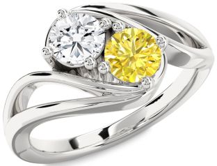 Silver Round Two Stone Promise Ring