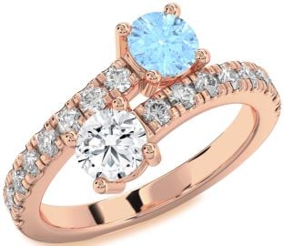 Diamond Rose Gold Round Two Stone Promise Ring