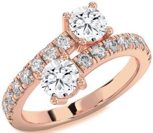 Diamond Rose Gold Round Two Stone Ring