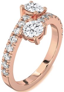 Diamond Rose Gold Round Two Stone Ring