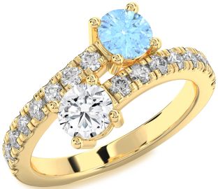 Diamond Gold Round Two Stone Promise Ring