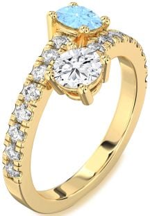Diamond Gold Round Two Stone Promise Ring