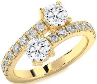 Diamond Gold Round Two Stone Ring