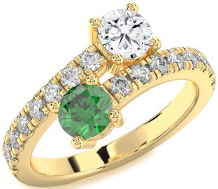 Diamond Gold Round Two Stone Promise Ring