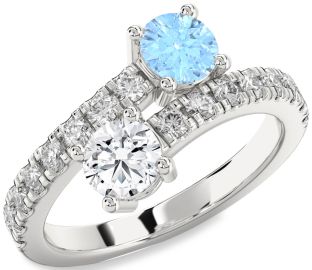 Diamond Platinum Round Two Stone Promise Ring