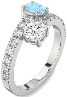 Diamond Platinum Round Two Stone Promise Ring