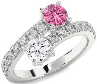 Diamond Silver Round Two Stone Promise Ring