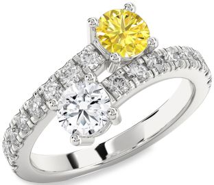 Diamond Silver Round Two Stone Promise Ring