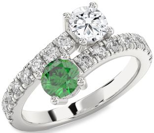 Diamond Silver Round Two Stone Promise Ring