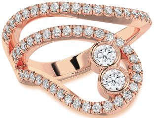 Diamond Rose Gold Round Two Stone Ring