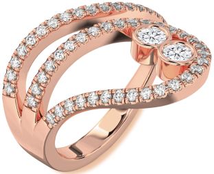 Diamond Rose Gold Round Two Stone Ring
