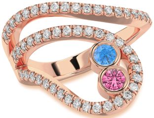 Diamond Rose Gold Round Two Stone Promise Ring