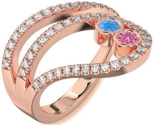 Diamond Rose Gold Round Two Stone Promise Ring