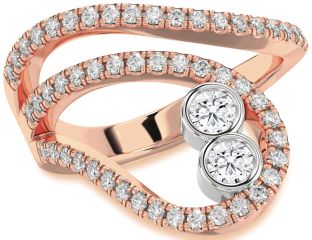 Diamond White Rose Gold Round Two Stone Ring