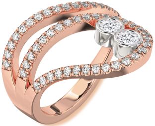 Diamond White Rose Gold Round Two Stone Ring