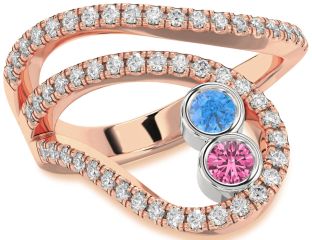 Diamond White Rose Gold Round Two Stone Promise Ring