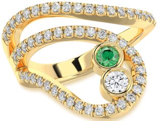 Diamond Gold Silver Round Two Stone Promise Ring