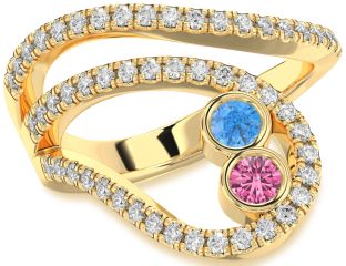 Diamond Gold Round Two Stone Promise Ring
