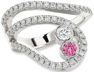Diamond Silver Round Two Stone Promise Ring