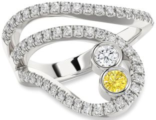 Diamond Silver Round Two Stone Promise Ring