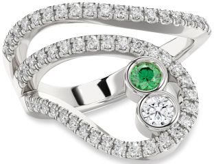 Diamond Silver Round Two Stone Promise Ring