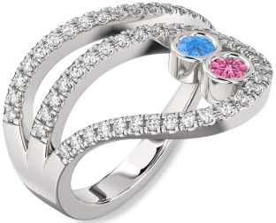 Diamond Platinum Round Two Stone Promise Ring