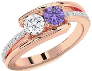 Diamond Rose Gold Round Two Stone Promise Ring