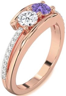 Diamond Rose Gold Round Two Stone Promise Ring