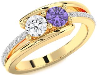 Diamond Gold Round Two Stone Promise Ring