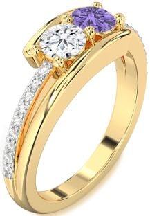 Diamond Gold Round Two Stone Promise Ring