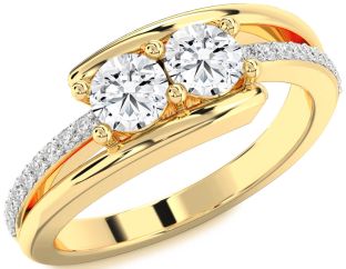 Diamond Gold Round Two Stone Ring