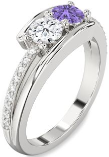 Diamond Platinum Round Two Stone Promise Ring