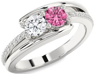 Diamond Silver Round Two Stone Promise Ring