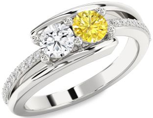 Diamond Silver Round Two Stone Promise Ring