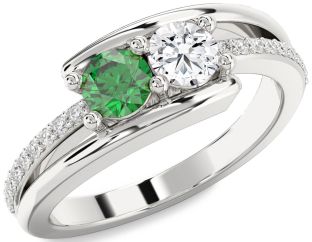 Diamond Silver Round Two Stone Promise Ring