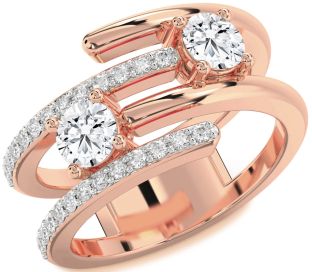 Diamond Rose Gold Round Two Stone Ring