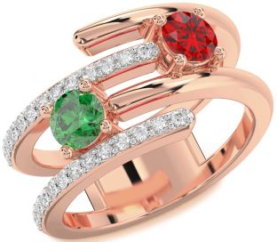 Diamond Rose Gold Round Two Stone Promise Ring