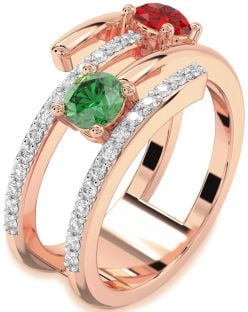 Diamond Rose Gold Round Two Stone Promise Ring