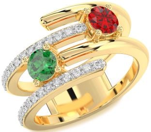 Diamond Gold Round Two Stone Promise Ring
