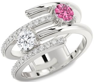 Diamond Silver Round Two Stone Promise Ring