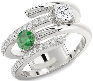 Diamond Silver Round Two Stone Promise Ring